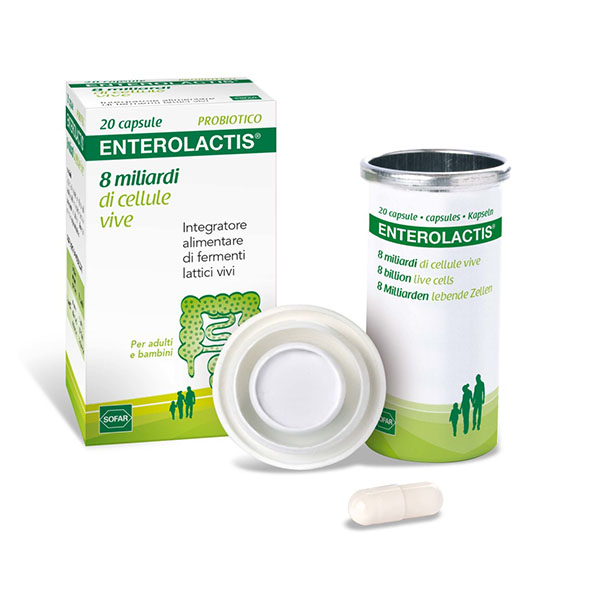 Enterolactis Probiotic Suppliment 8 Bilion, 20 Capsule